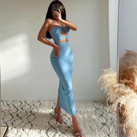 Zara Blue Cut Out Dress - Picture 5 of 17